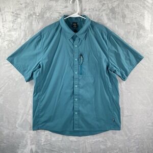 REI Co-Op Shirt men's Large Button Up Fishing Performance Zip Pocket Teal Green